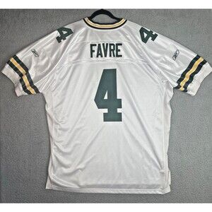VTG Authentic Reebok Jersey Brett Favre #4 Green Bay Packers Mens 56 3XL White